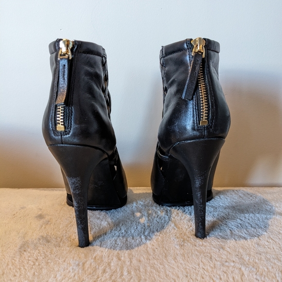 Nine West Black Peep Toe Ankle Booties Size 9 - Picture 9 of 15